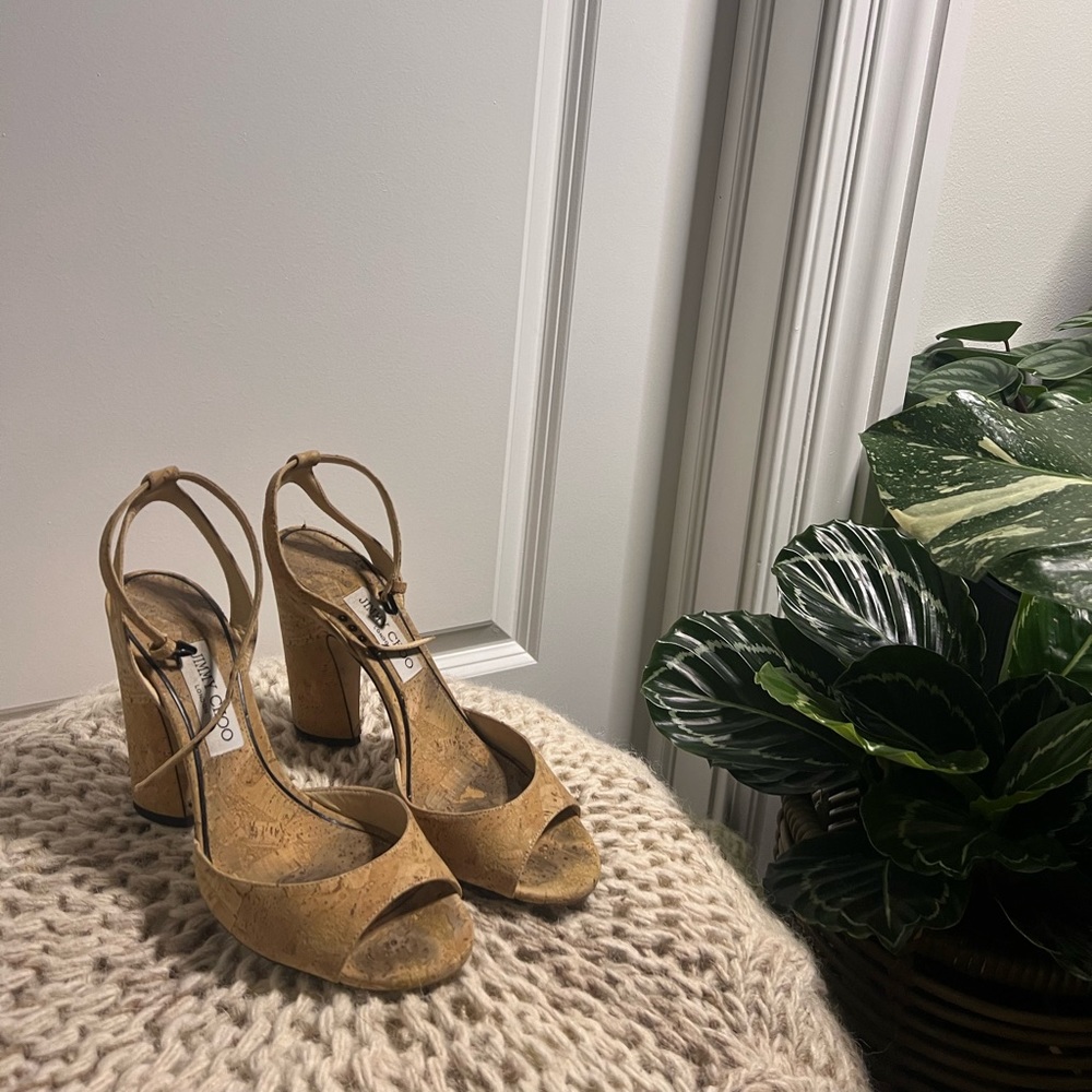 Jimmy Choo Cork Strap Heels Size 9.5 Early Black Friday Sale Price Drop!